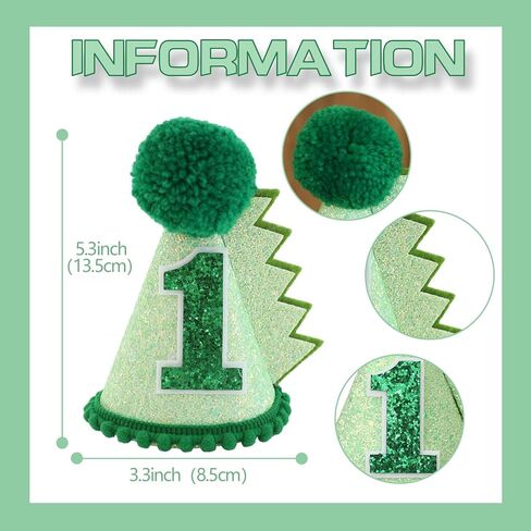 قبعة عيد ميلاد ديناصور خضراء قبعة عيد الميلاد الأول زينة للأطفال البنات والأولاد مصنوعة يدويًا من الزي الطبيعي قبعة حفلات عيد الميلاد الأولى in Kuwait