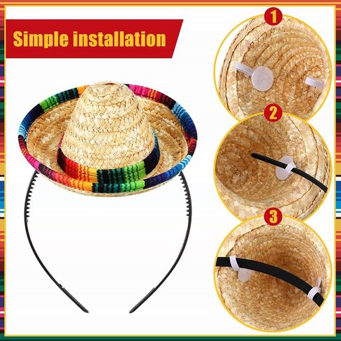 Hicarer 15 Pcs Mini Sombrero Hats Cinco De Mayo Fiesta Fabric Mexican Sombreros Headband for Kids Party Photo Booth Props Favors (5 Style) in Saudi Arabia