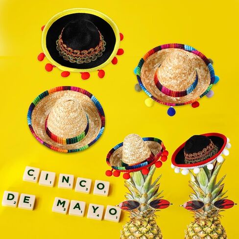 Hicarer 15 Pcs Mini Sombrero Hats Cinco De Mayo Fiesta Fabric Mexican Sombreros Headband for Kids Party Photo Booth Props Favors (5 Style) in Saudi Arabia