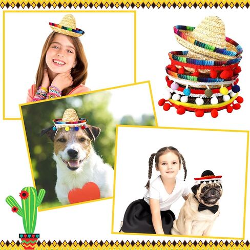 Hicarer 15 Pcs Mini Sombrero Hats Cinco De Mayo Fiesta Fabric Mexican Sombreros Headband for Kids Party Photo Booth Props Favors (5 Style) in Saudi Arabia