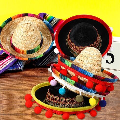 Hicarer 15 Pcs Mini Sombrero Hats Cinco De Mayo Fiesta Fabric Mexican Sombreros Headband for Kids Party Photo Booth Props Favors (5 Style) in Saudi Arabia