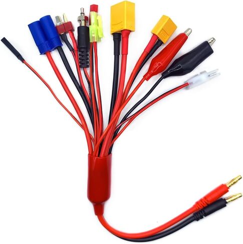 10 في 1 RC بطارية ليبو متعددة شاحن محول كابل الرصاص 4.0 مم قابس الموز إلى JST/T-Plug/XT60/XT90/EC5 لطائرة FPV بدون طيار RC سيارة شاحنة قارب شاحن بطارية ليبو in Kuwait