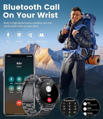 Smart Watches for Men(Dial/Answer Call),24/7 Heart Rate/SpO2 Sleep Monitor,1.43'' AMOLED Display,120+Sport Modes,Fitness Tracker,IP68 Waterproof Outdoor Smartwatch for Android iOS in Saudi Arabia