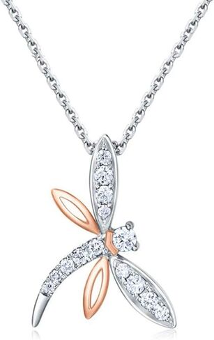 Carleen 14k الذهب الصلب تشيكوسلوفاكيا مقلد الماس الصغيرة لطيف اليعسوب قلادة لذيذ حساسة كل يوم غرامة المجوهرات بيان قلادة هدايا عيد الحب للنساء الفتيات، 16 + 2 "سلسلة ذهبية in Kuwait
