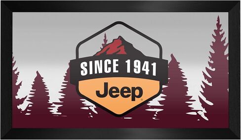 Trademark Global Framed Bar Mirror- Jeep Sunset Mountain, Glass Beer Sign, Ready-to-Hang Black Frame for Pub, Game Room, Garage or Man Cave in Saudi Arabia