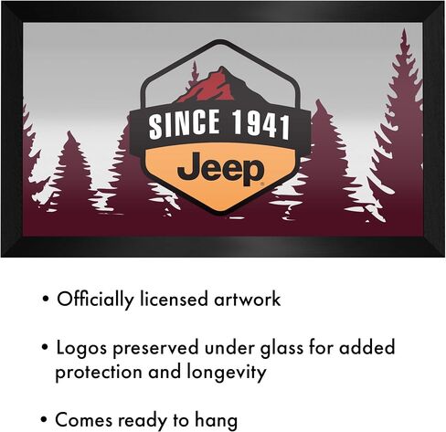 Trademark Global Framed Bar Mirror- Jeep Sunset Mountain, Glass Beer Sign, Ready-to-Hang Black Frame for Pub, Game Room, Garage or Man Cave in Saudi Arabia