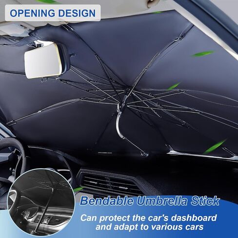 Car Windshield Sun Shade Umbrella for Car Front Windshield with Bendable Handle, Car Umbrella Sun Shade Block UV & Heat, Car Windshield Umbrella Fit Sedan SUV Pickup Most Vehicles in Saudi Arabia