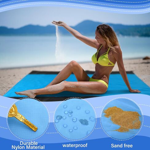 Beach Blanket with Umbrella Set 6 ft Beach Umbrella with Sand Anchor UV Protection 79 x 83 Inch Extra Large Sandproof Beach Mat with 4 Stakes for 3-5 Adults for Travel Camping Hiking Picnic in Saudi Arabia