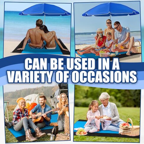 Beach Blanket with Umbrella Set 6 ft Beach Umbrella with Sand Anchor UV Protection 79 x 83 Inch Extra Large Sandproof Beach Mat with 4 Stakes for 3-5 Adults for Travel Camping Hiking Picnic in Saudi Arabia