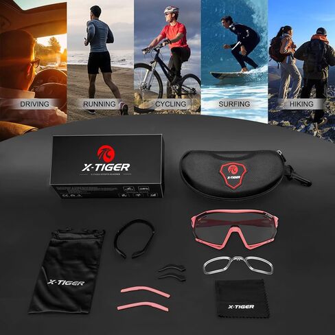 نظارات X-TIGER لركوب الدراجات فوتوكروميك للرجال والنساء نظارات شمسية رياضية شفافة لدراجة MTB والبيسبول والجري للحماية من الأشعة فوق البنفسجية in Kuwait