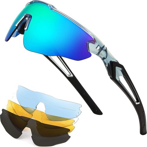 FEISEDY Sports Sunglasses, with 5 Lenses for Men Women, TR90 Lightweight, Baseball Cycling Motorcycle Running Golf B2940 in Saudi Arabia
