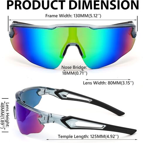 FEISEDY Sports Sunglasses, with 5 Lenses for Men Women, TR90 Lightweight, Baseball Cycling Motorcycle Running Golf B2940 in Saudi Arabia