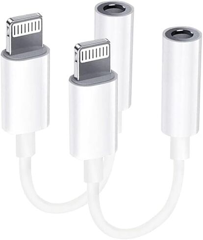 【2 Pack】 Lightning Connector to 3.5 mm Jack Adapter MFI Certification Headphone Adapter for iPhone AUX Audio Cable Splitter Compatible with iPhone 13 for All iOS Systems in Saudi Arabia
