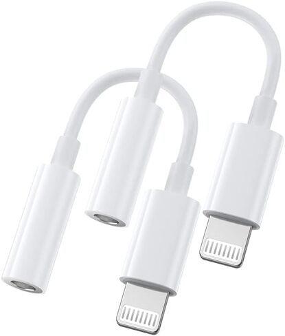 【2 Pack】 Lightning Connector to 3.5 mm Jack Adapter MFI Certification Headphone Adapter for iPhone AUX Audio Cable Splitter Compatible with iPhone 13 for All iOS Systems in Saudi Arabia