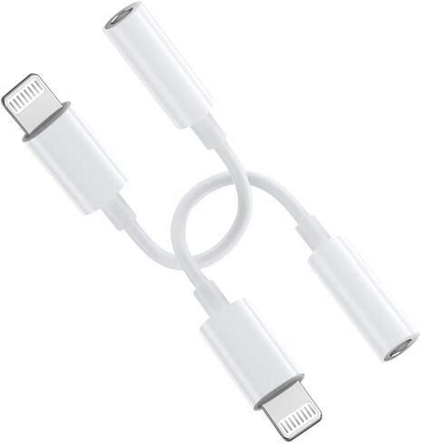 【2 Pack】 Lightning Connector to 3.5 mm Jack Adapter MFI Certification Headphone Adapter for iPhone AUX Audio Cable Splitter Compatible with iPhone 13 for All iOS Systems in Saudi Arabia
