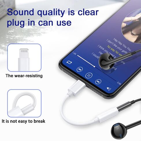 【2 Pack】 Lightning Connector to 3.5 mm Jack Adapter MFI Certification Headphone Adapter for iPhone AUX Audio Cable Splitter Compatible with iPhone 13 for All iOS Systems in Saudi Arabia