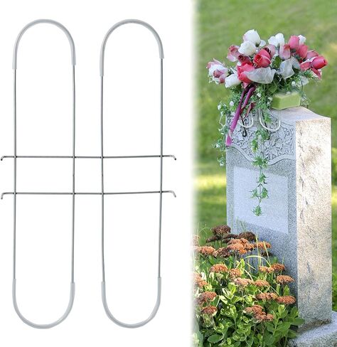 14 Pieces Cemetery Flower Saddles for Headstones 17" Rustproof Galvanized Wire Gravestone Saddles in Kuwait