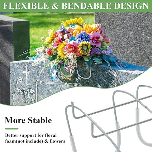 14 Pieces Cemetery Flower Saddles for Headstones 17" Rustproof Galvanized Wire Gravestone Saddles in Kuwait
