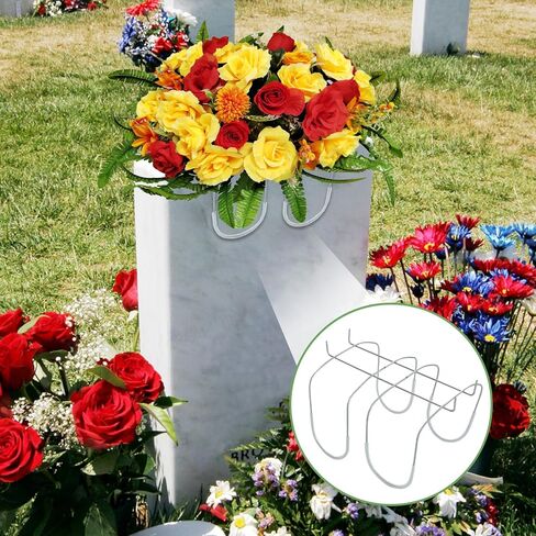 14 Pieces Cemetery Flower Saddles for Headstones 17" Rustproof Galvanized Wire Gravestone Saddles in Kuwait