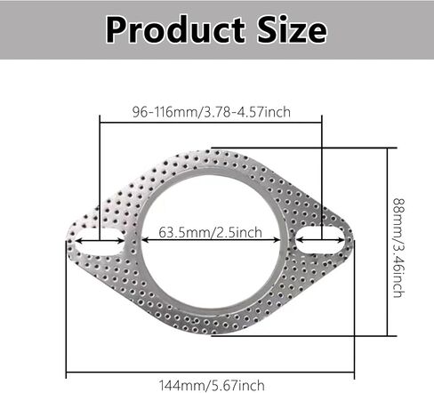 قطعتان من حشية عادم السيارة مقاس 2.5 بوصة، حشية شفة عادم 2 مسمار، بديل مثالي OEM#120-06310-0002، حشية مادة مقاومة للحرارة العالية in Kuwait