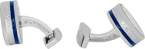 Rhodium and Blue Enamel with 7 Jewel Tourbillon Movement Cufflinks in Kuwait