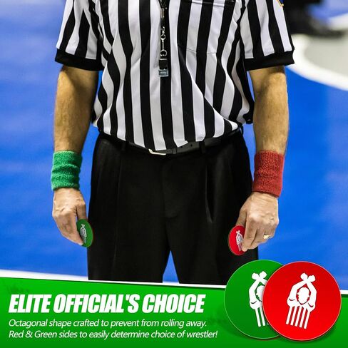 2 Pcs Wrestling Flip Disc Red and Green Round Referee Coin to Match with Wrist Ankle Bands Wrestling Gear Pliable Plastic Referee Flip Disk Referee Equipment for Official Wrestling Match Training in Saudi Arabia