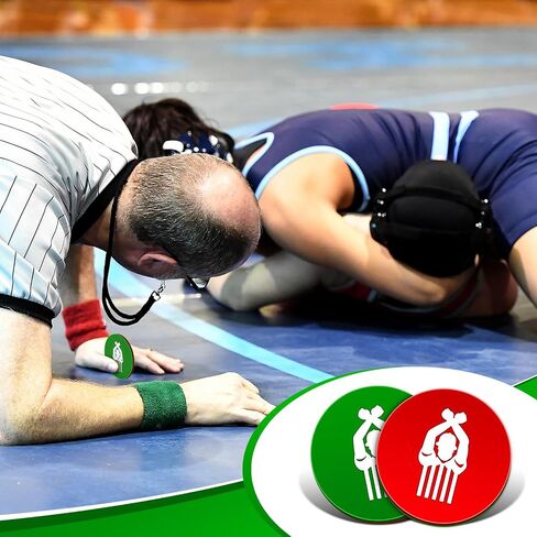 2 Pcs Wrestling Flip Disc Red and Green Round Referee Coin to Match with Wrist Ankle Bands Wrestling Gear Pliable Plastic Referee Flip Disk Referee Equipment for Official Wrestling Match Training in Saudi Arabia