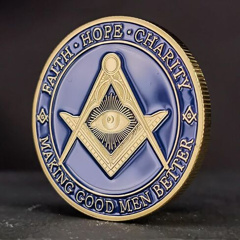 عملات ماسونية مطلية بالذهب عملة تحدي الماسونية مع حافظة شفافة in Kuwait