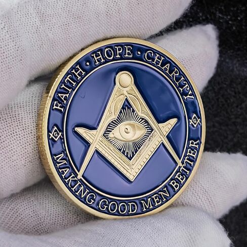 عملات ماسونية مطلية بالذهب عملة تحدي الماسونية مع حافظة شفافة in Kuwait