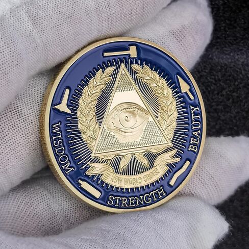 عملات ماسونية مطلية بالذهب عملة تحدي الماسونية مع حافظة شفافة in Kuwait