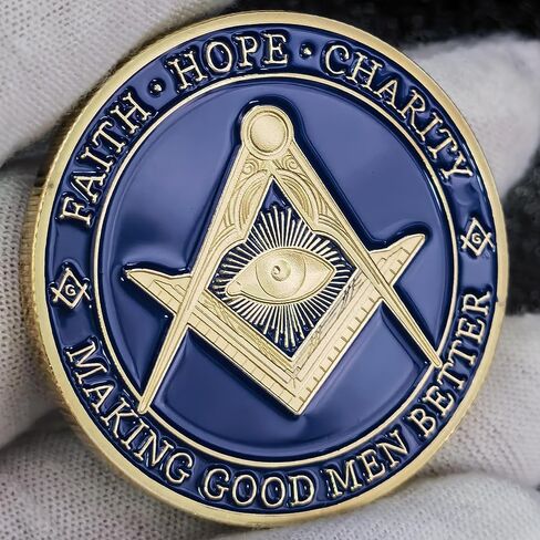 عملات ماسونية مطلية بالذهب عملة تحدي الماسونية مع حافظة شفافة in Kuwait