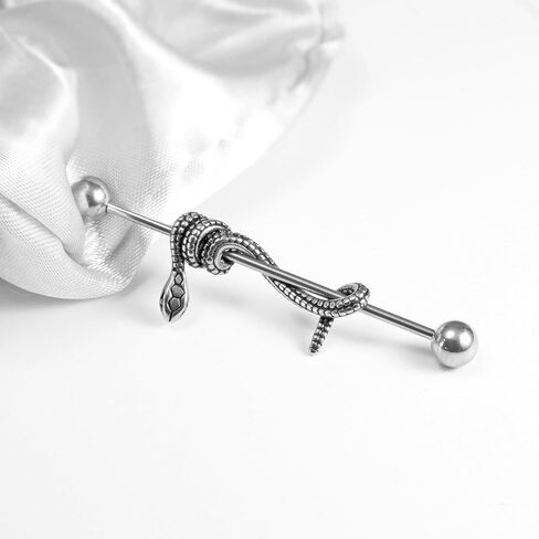 16G 2PCs 3PCs Industrial Piercing Jewelry Surgical Steel, Industrial Bar Piercing, Snake Dragon Heartbeat Industrial Piercing Kit for Women and Men in Saudi Arabia