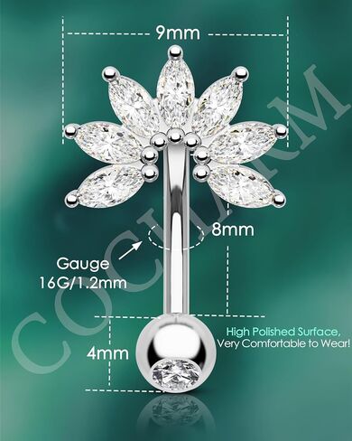 cocharm لطيف الفضة الذهب زهرة الرخ الأقراط 16 جرام متألقة الغراب الحدائد للنساء الذهب الفولاذ المقاوم للصدأ 8 ملليمتر الرخ ثقب لذيذ الرخ خواتم الفضة الرخ المجوهرات in Saudi Arabia