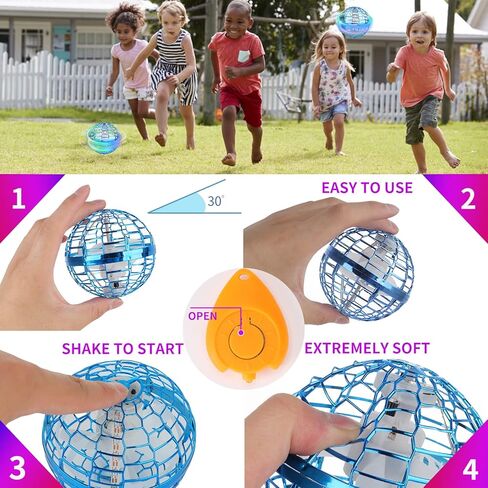 الكرة العائمة للأطفال في الهواء الطلق لعبة 360 درجة سحرية دوارة UFO وامضة LED غلوب التحكم عن بعد تحلق الكرة الجرم السماوية ضوء ملون لعيد الميلاد هدية يطير المغازل يطير غلوب لعبة يطير غلوب للأطفال من سن 3 وما فوق (الوردي) in Kuwait