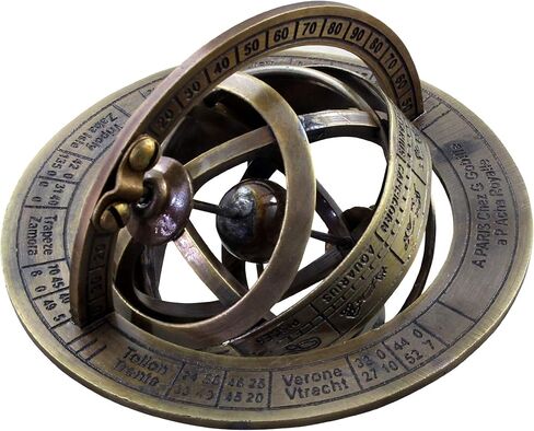 بحري خمر النحاس اليدوية Armillary العتيقة المجال العالم منقوشة الكرة الأرضية السماوية، القراصنة العتيقة ديكور السفينة (4.4 "X3.2"، النحاس) in Kuwait