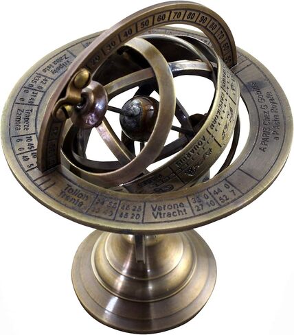 بحري خمر النحاس اليدوية Armillary العتيقة المجال العالم منقوشة الكرة الأرضية السماوية، القراصنة العتيقة ديكور السفينة (4.4 "X3.2"، النحاس) in Kuwait