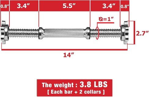 A2ZCare Threaded Dumbbell Handles/Adjustable Dumbbell Bar Handles - Fit 1 inch Standard Weight Plate - Weightlifting Accessories - Sold in Pair (Thread Dumbbell Handle - 14inch) in Saudi Arabia