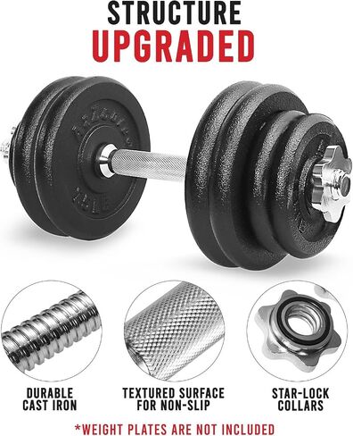 A2ZCare Threaded Dumbbell Handles/Adjustable Dumbbell Bar Handles - Fit 1 inch Standard Weight Plate - Weightlifting Accessories - Sold in Pair (Thread Dumbbell Handle - 14inch) in Saudi Arabia