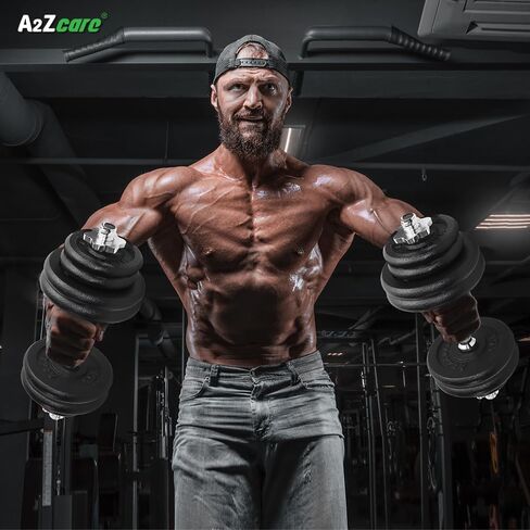 A2ZCare Threaded Dumbbell Handles/Adjustable Dumbbell Bar Handles - Fit 1 inch Standard Weight Plate - Weightlifting Accessories - Sold in Pair (Thread Dumbbell Handle - 14inch) in Saudi Arabia