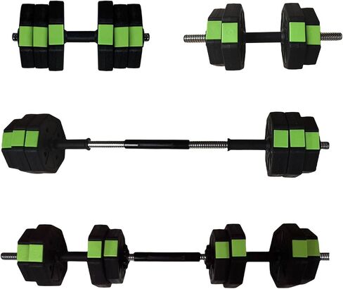 Adjustable Dumbbell Set,Adjustable Dumbbell Set with Iron Handle,30lbs/44lbs Weight Set Used as Dumbbell, Barbell for Home Gym,Green and Black,Octagon Head in Saudi Arabia