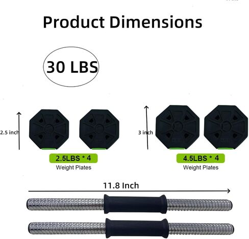 Adjustable Dumbbell Set,Adjustable Dumbbell Set with Iron Handle,30lbs/44lbs Weight Set Used as Dumbbell, Barbell for Home Gym,Green and Black,Octagon Head in Saudi Arabia