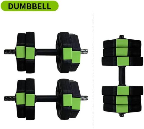 Adjustable Dumbbell Set,Adjustable Dumbbell Set with Iron Handle,30lbs/44lbs Weight Set Used as Dumbbell, Barbell for Home Gym,Green and Black,Octagon Head in Saudi Arabia
