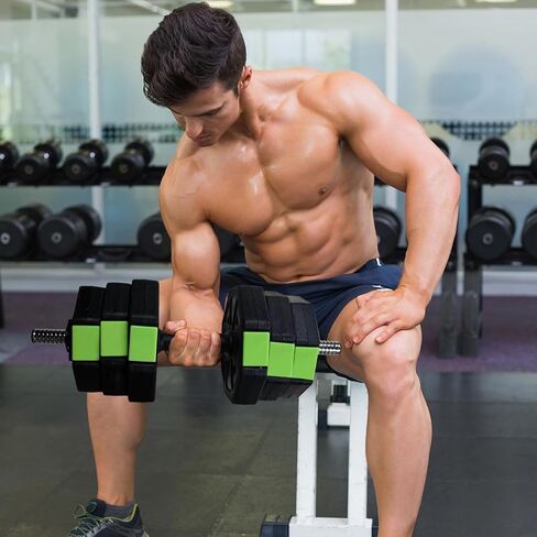 Adjustable Dumbbell Set,Adjustable Dumbbell Set with Iron Handle,30lbs/44lbs Weight Set Used as Dumbbell, Barbell for Home Gym,Green and Black,Octagon Head in Saudi Arabia