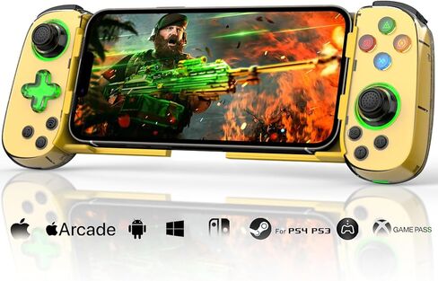 وحدة تحكم الهاتف Joso لأجهزة iPhone/Android/PC، وحدة تحكم الألعاب اللاسلكية D7 للتبديل/PS3/PS4 مع عصا التحكم في القاعة/Turbo/6-Axis Gyro/Dual Motor، وحدة تحكم iOS Android تدعم الألعاب السحابية/اللعب عن بعد in Kuwait