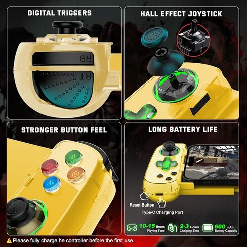 وحدة تحكم الهاتف Joso لأجهزة iPhone/Android/PC، وحدة تحكم الألعاب اللاسلكية D7 للتبديل/PS3/PS4 مع عصا التحكم في القاعة/Turbo/6-Axis Gyro/Dual Motor، وحدة تحكم iOS Android تدعم الألعاب السحابية/اللعب عن بعد in Kuwait