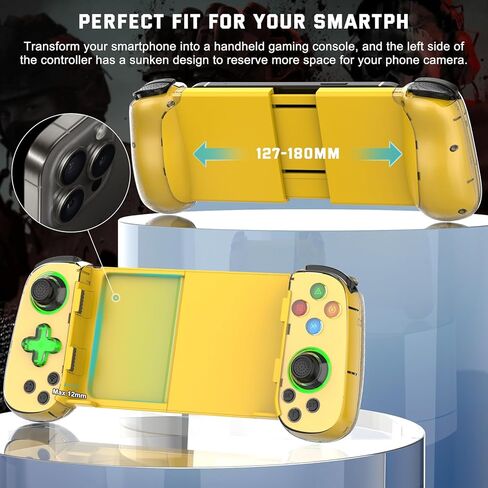 وحدة تحكم الهاتف Joso لأجهزة iPhone/Android/PC، وحدة تحكم الألعاب اللاسلكية D7 للتبديل/PS3/PS4 مع عصا التحكم في القاعة/Turbo/6-Axis Gyro/Dual Motor، وحدة تحكم iOS Android تدعم الألعاب السحابية/اللعب عن بعد in Kuwait