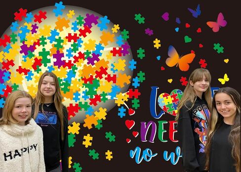 خلفية الوعي بالتوحد، لون الفراشة، لغز شجرة الضوء، الحب لا يحتاج إلى كلمات، خلفية التصوير الفوتوغرافي، شهر التوحد، أبريل، قبول فهم ديكور الحب، 7x5FT in Kuwait