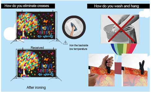 خلفية الوعي بالتوحد، لون الفراشة، لغز شجرة الضوء، الحب لا يحتاج إلى كلمات، خلفية التصوير الفوتوغرافي، شهر التوحد، أبريل، قبول فهم ديكور الحب، 7x5FT in Kuwait