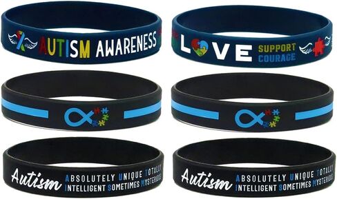 6-pack Autism Awareness Bracelets - Autism Infinity Symbol, Awareness Ribbon and Autism Unique - Autism Jewelry Accessories for Men Women Boys Girls in Kuwait