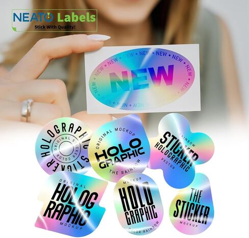 Holographic Vinyl Sticker Paper - 10 Sheets - Self-Adhesive, Waterproof, Tear-Resistant Custom Labels for Inkjet & Laser Printers, All Cutting Machines - Customizable Full Sheet Stickers in Saudi Arabia